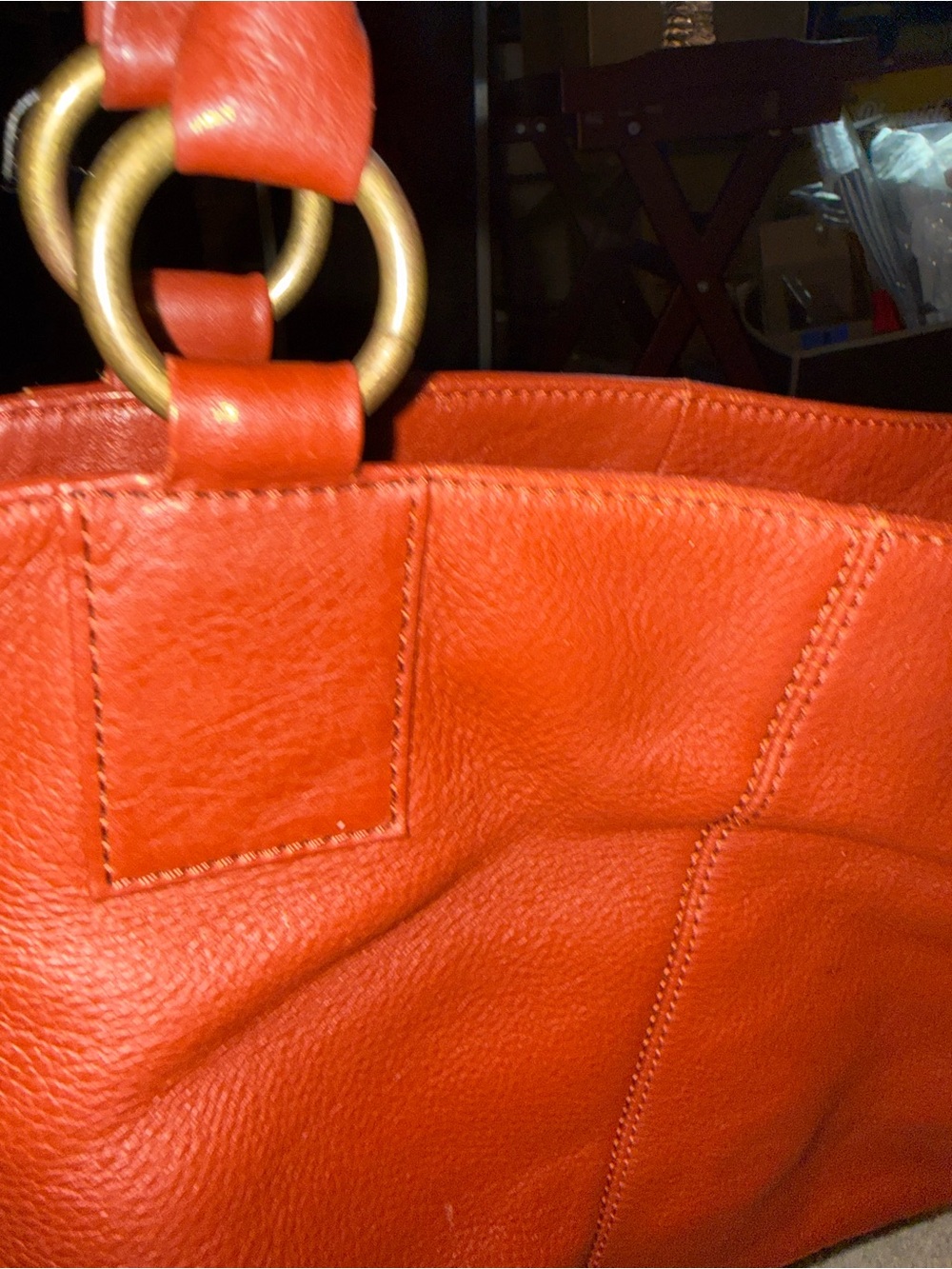 HOBO Vintage Red Leather Shoulder Tote Bag Everyday Handbag - Picture 6 of 9